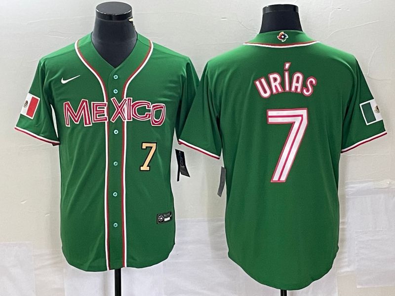 Men 2023 World Cub Mexico 7 Urias Green Nike MLB Jersey31